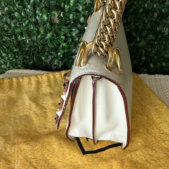 Fendi White Floral Embellished Women's Shoulder Bag - Picture 7 of 12